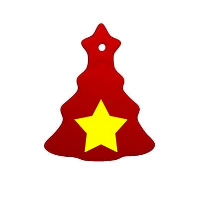 Christmas Star Yellow 5 Sided Star Shape Primary Ceramic Tree Ornament