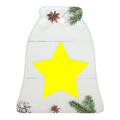 Christmas Star Yellow 5 Sided Star Shape Primary Ceramic Bell Ornament