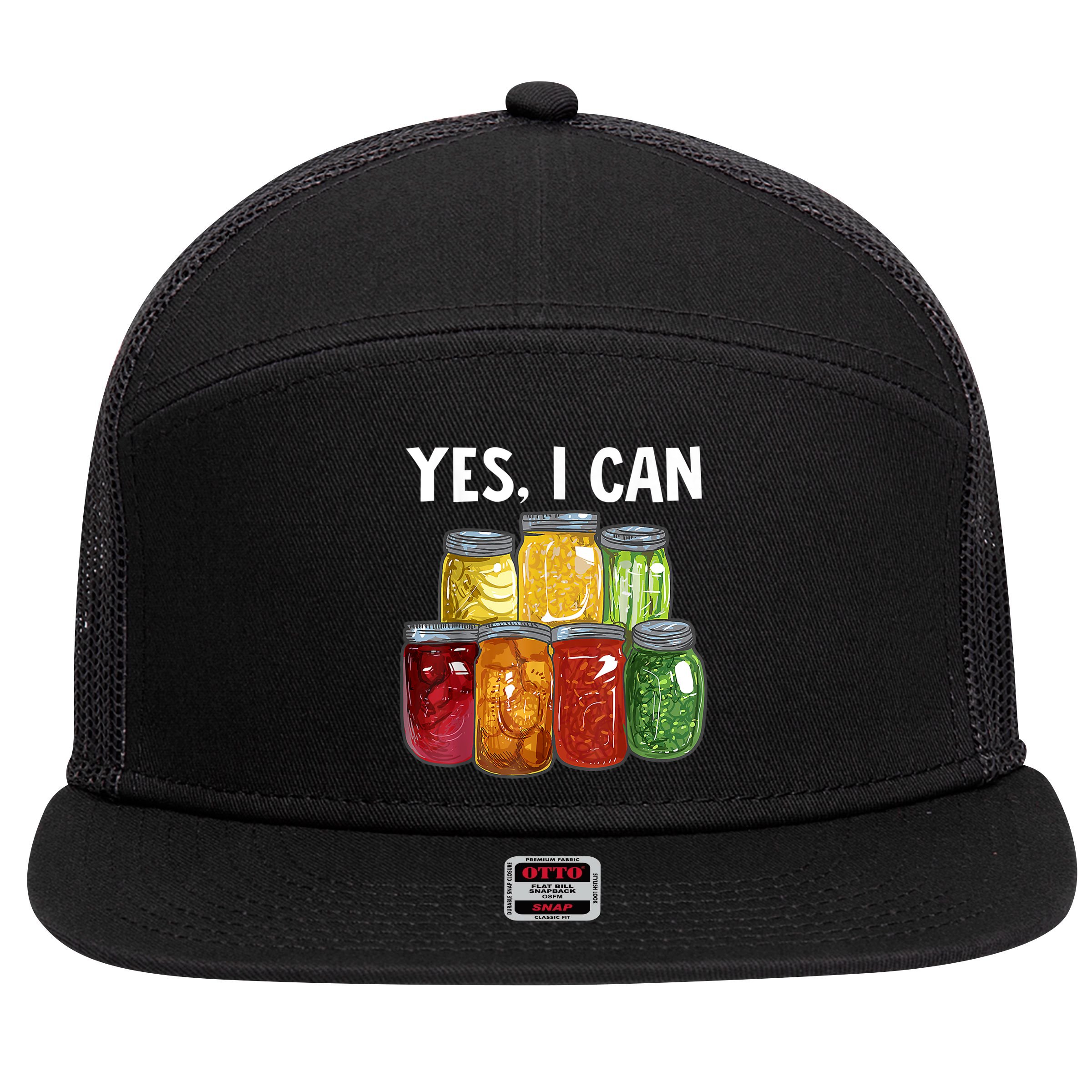 Canning Season Yes I Can Jar Pickling Preserving Food Canner Gift 7 Panel Mesh Trucker Snapback Hat