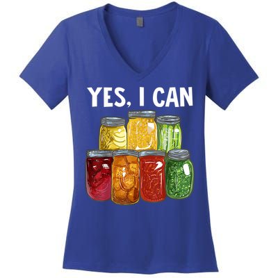 Canning Season Yes I Can Jar Pickling Preserving Food Canner Gift Women's V-Neck T-Shirt