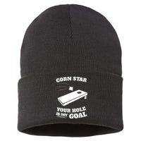 Corn Star Your Hole Is My Goal Cornhole Team Sustainable Knit Beanie