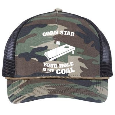 Corn Star Your Hole Is My Goal Cornhole Team Retro Rope Trucker Hat Cap