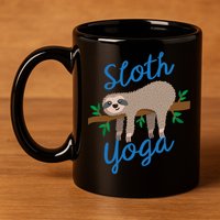 Cute Sloth Yoga Lover Yoga Class Instructor Gym Gift 11oz C Handle Ceramic Mug