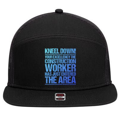 Construction Site Your Excellency Construction Worker Gift 7 Panel Mesh Trucker Snapback Hat