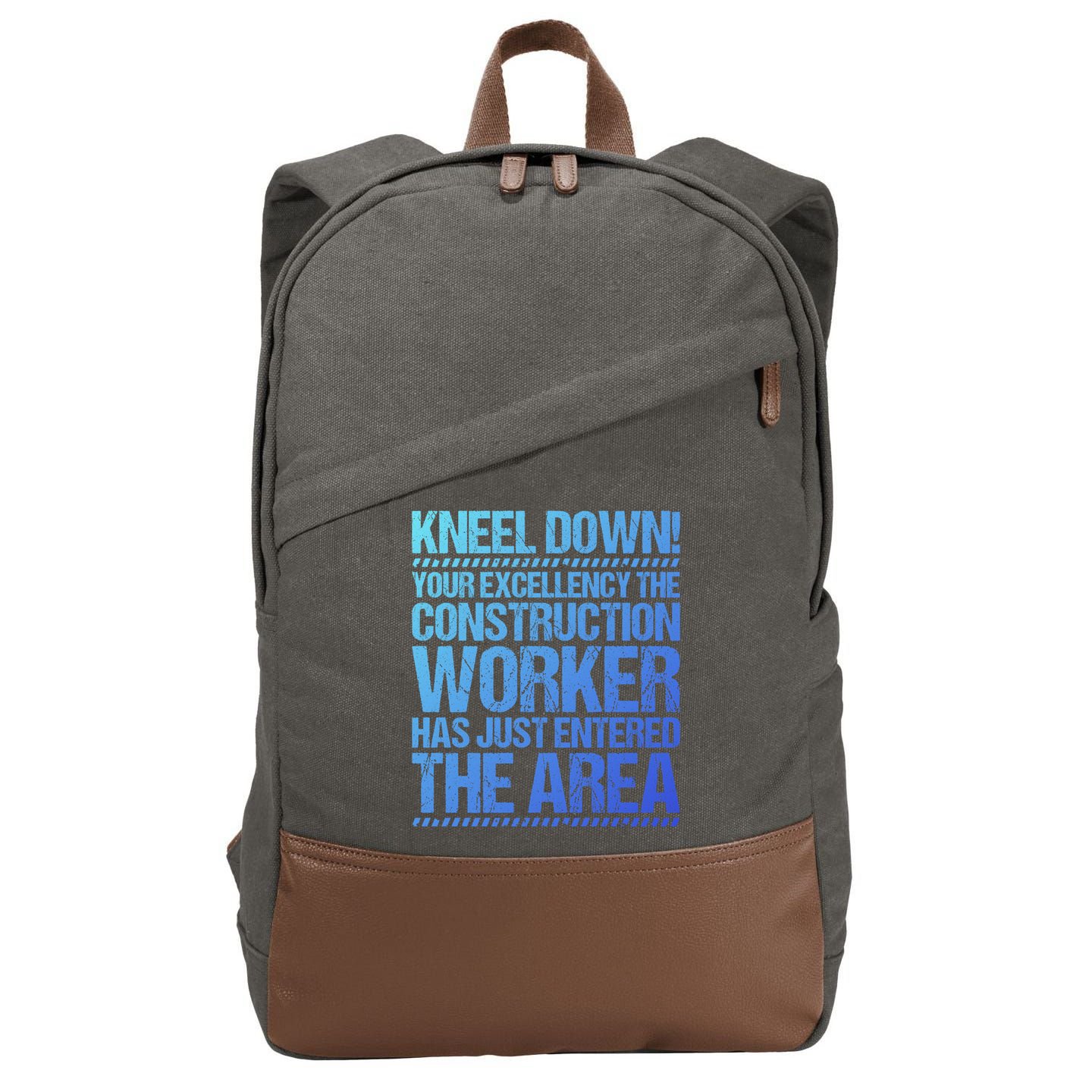 Construction Site Your Excellency Construction Worker Gift Cotton Canvas Backpack