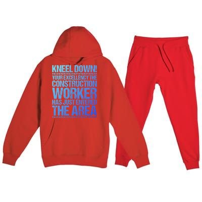 Construction Site Your Excellency Construction Worker Gift Premium Hooded Sweatsuit Set