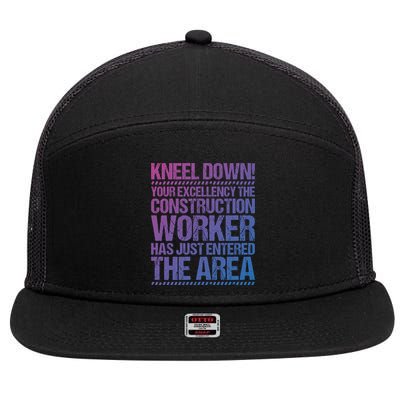 Construction Site Your Excellency Construction Worker Gift 7 Panel Mesh Trucker Snapback Hat
