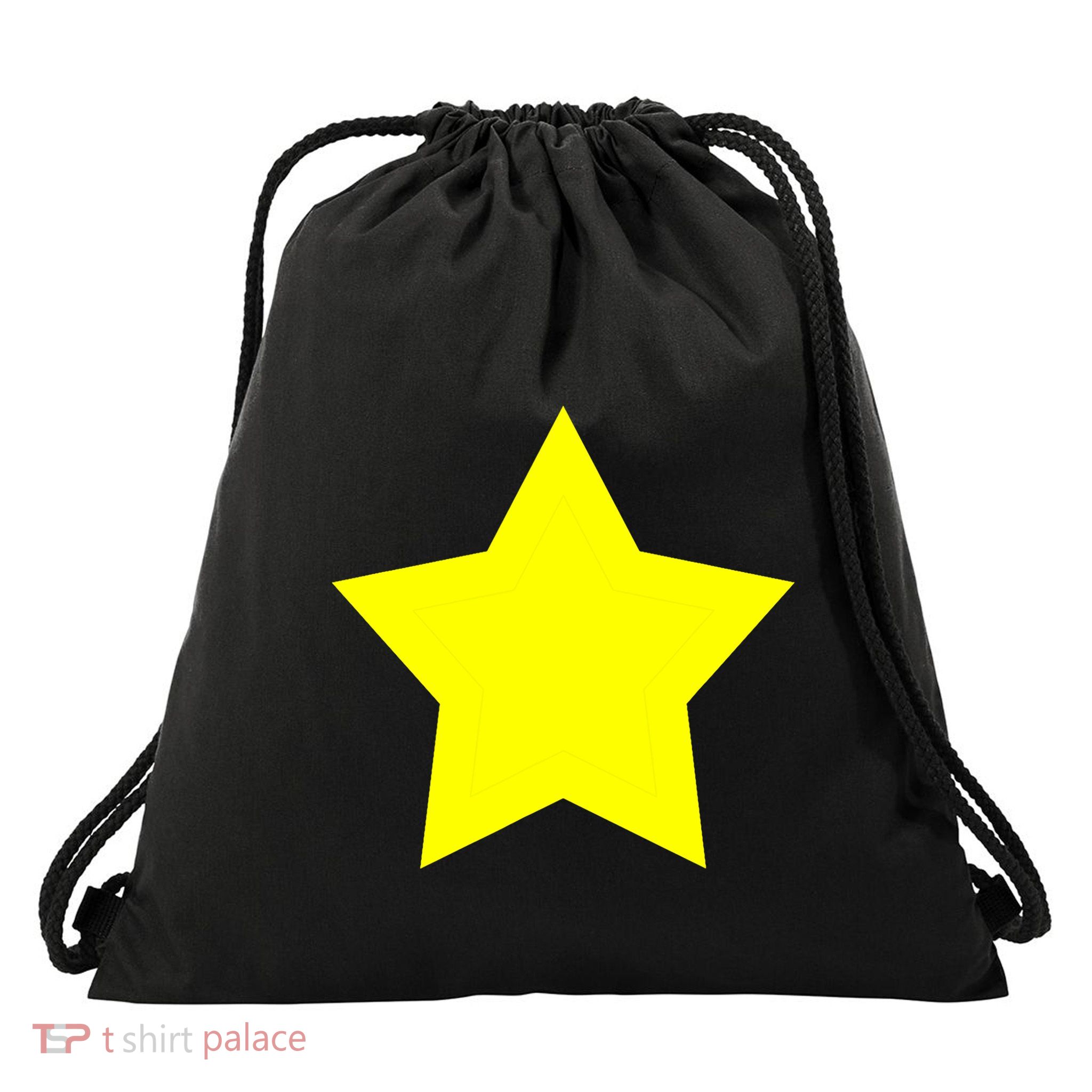 Christmas Star Yellow 5 Sided Star Shape Primary Drawstring Bag