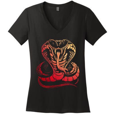 Cobra Snake Zoo Reptile Venom Snake Women's V-Neck T-Shirt