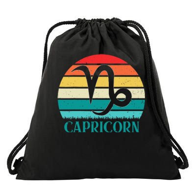 Capricorn Sunset Zodiac Drawstring Bag