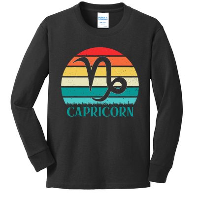 Capricorn Sunset Zodiac Kids Long Sleeve Shirt