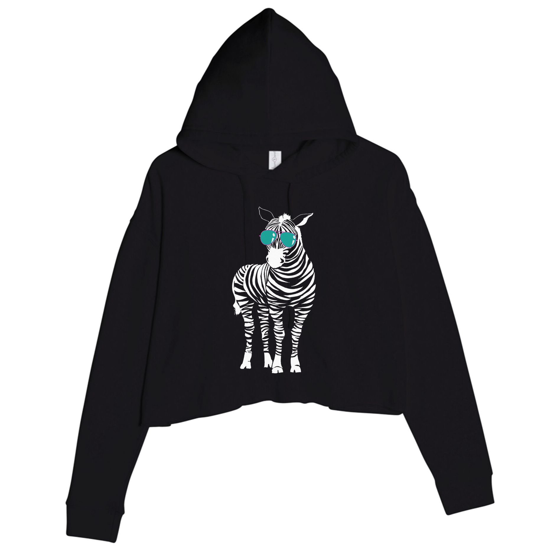 Cool Sunglasses Zebra Zookeeper Wildlife Animal Lover Crop Fleece Hoodie