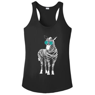 Cool Sunglasses Zebra Zookeeper Wildlife Animal Lover Ladies PosiCharge Competitor Racerback Tank