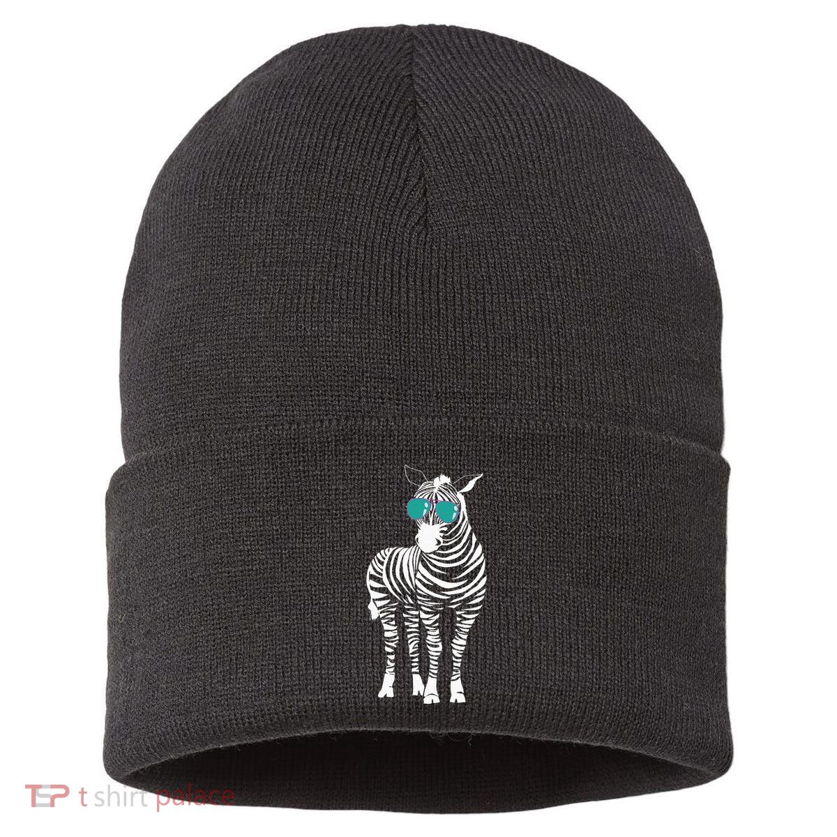 Cool Sunglasses Zebra Zookeeper Wildlife Animal Lover Sustainable Knit Beanie