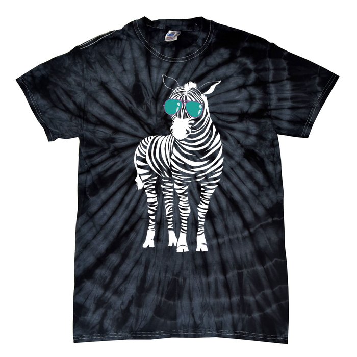 Cool Sunglasses Zebra Zookeeper Wildlife Animal Lover Tie-Dye T-Shirt