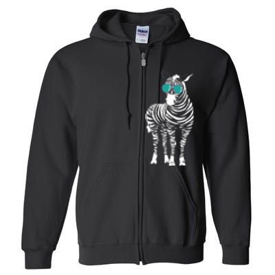 Cool Sunglasses Zebra Zookeeper Wildlife Animal Lover Full Zip Hoodie