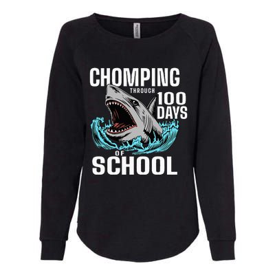 Chomping Through 100 Days Of School Shark Womens California Wash Sweatshirt