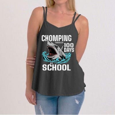 Chomping Through 100 Days Of School Shark Women's Strappy Tank