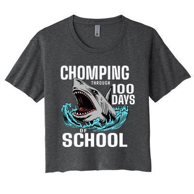 Chomping Through 100 Days Of School Shark Women's Crop Top Tee