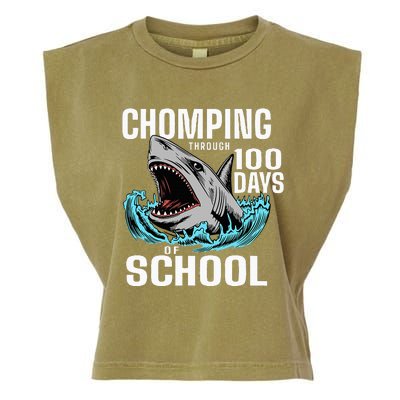 Chomping Through 100 Days Of School Shark Garment-Dyed Women's Muscle Tee