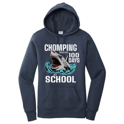 Chomping Through 100 Days Of School Shark Women's Pullover Hoodie