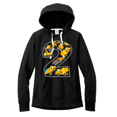 Construction Truck 2nd Birthday 2 Years Old Digger Builder Women's Fleece Hoodie