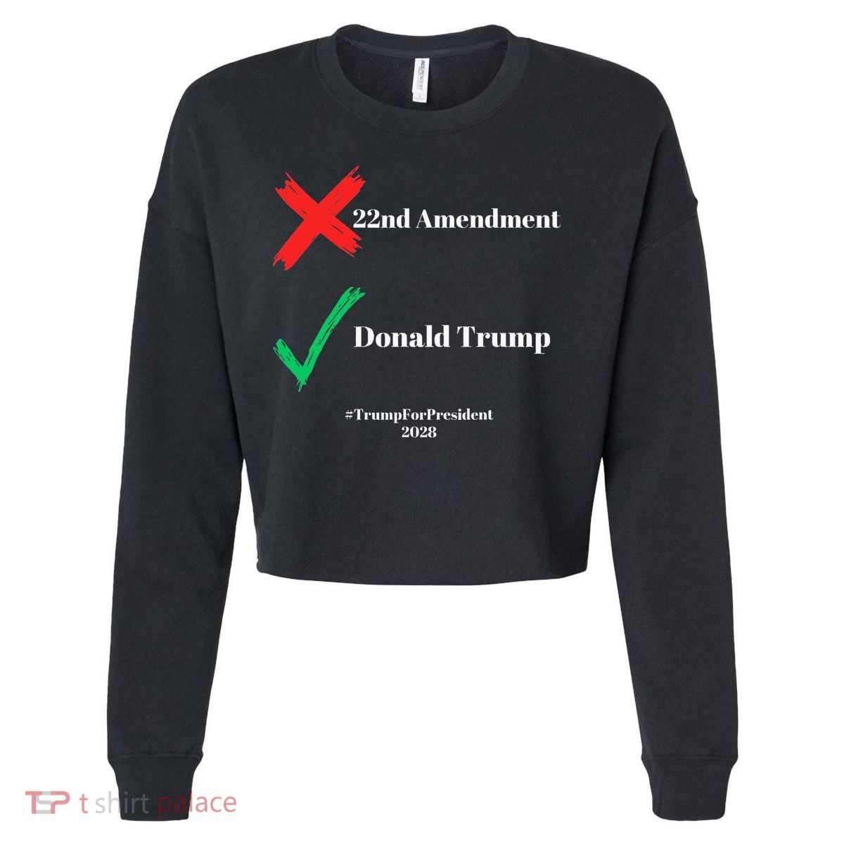Cancel The 22nd Amendment Support Trump For President 2028 Cropped Pullover Crew