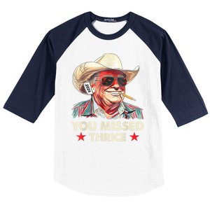 Cowboy Trump 2024 Us Flag Baseball Sleeve Shirt