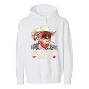 Cowboy Trump 2024 Us Flag Garment-Dyed Fleece Hoodie