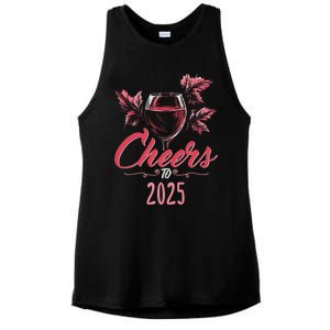 Cheers To 2025 Happy New Year Party New Years Eve Gift Ladies PosiCharge Tri-Blend Wicking Tank