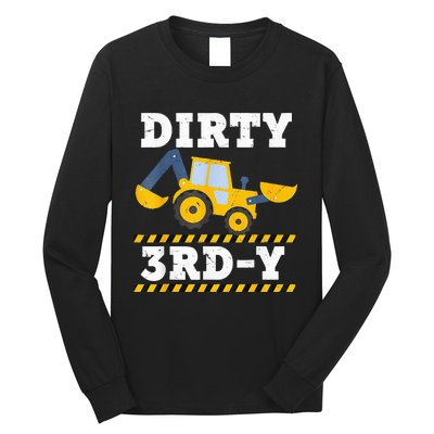 Construction Truck 3rd Birthday Excavator 3 Digger Long Sleeve Shirt