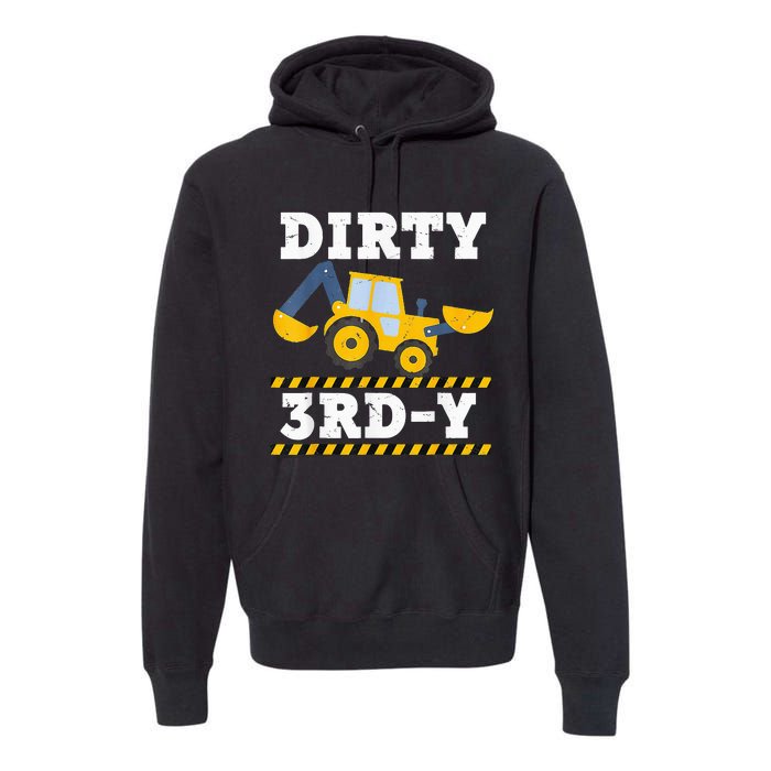 Construction Truck 3rd Birthday Excavator 3 Digger Premium Hoodie