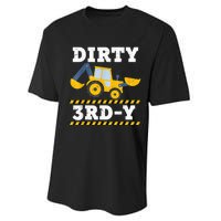 Construction Truck 3rd Birthday Excavator 3 Digger Performance Sprint T-Shirt