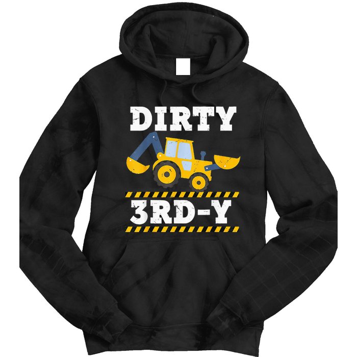 Construction Truck 3rd Birthday Excavator 3 Digger Tie Dye Hoodie