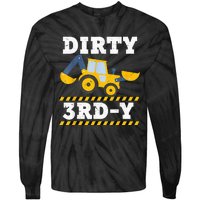 Construction Truck 3rd Birthday Excavator 3 Digger Tie-Dye Long Sleeve Shirt