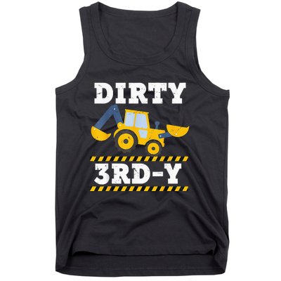 Construction Truck 3rd Birthday Excavator 3 Digger Tank Top