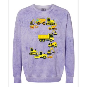 Construction Truck 3rd Birthday 3 Year Old Outfit Colorblast Crewneck Sweatshirt