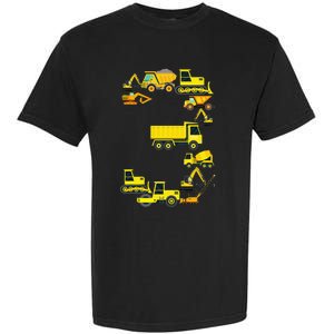 Construction Truck 3rd Birthday 3 Year Old Outfit Garment-Dyed Heavyweight T-Shirt