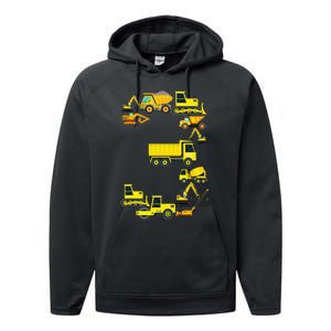 Construction Truck 3rd Birthday 3 Year Old Outfit Performance Fleece Hoodie