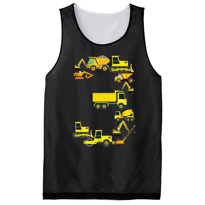 Construction Truck 3rd Birthday 3 Year Old Outfit Mesh Reversible Basketball Jersey Tank