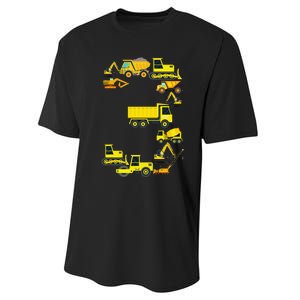 Construction Truck 3rd Birthday 3 Year Old Outfit Performance Sprint T-Shirt