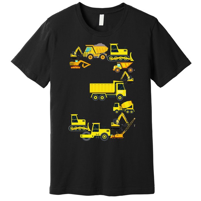 Construction Truck 3rd Birthday 3 Year Old Outfit Premium T-Shirt