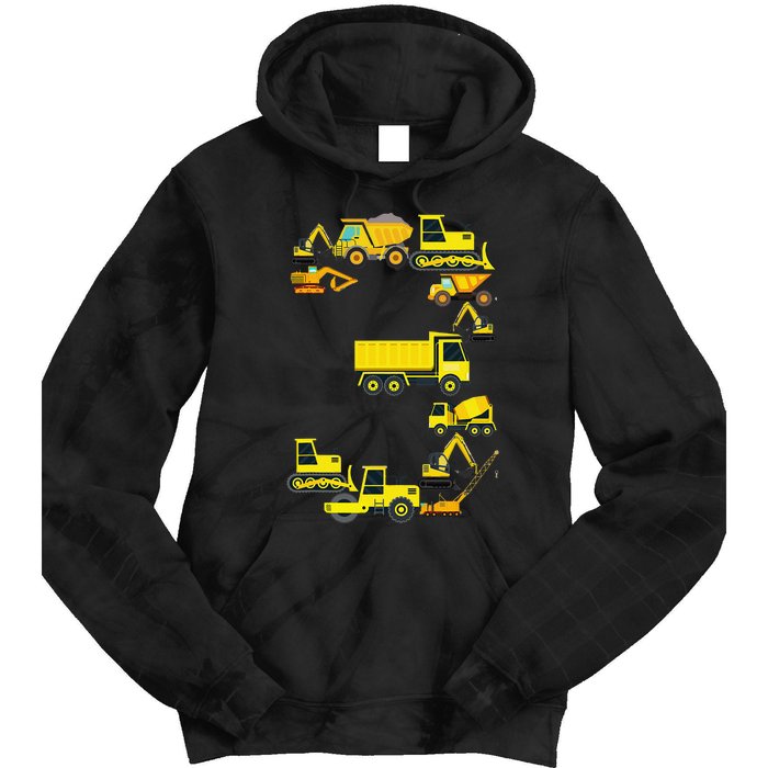 Construction Truck 3rd Birthday 3 Year Old Outfit Tie Dye Hoodie