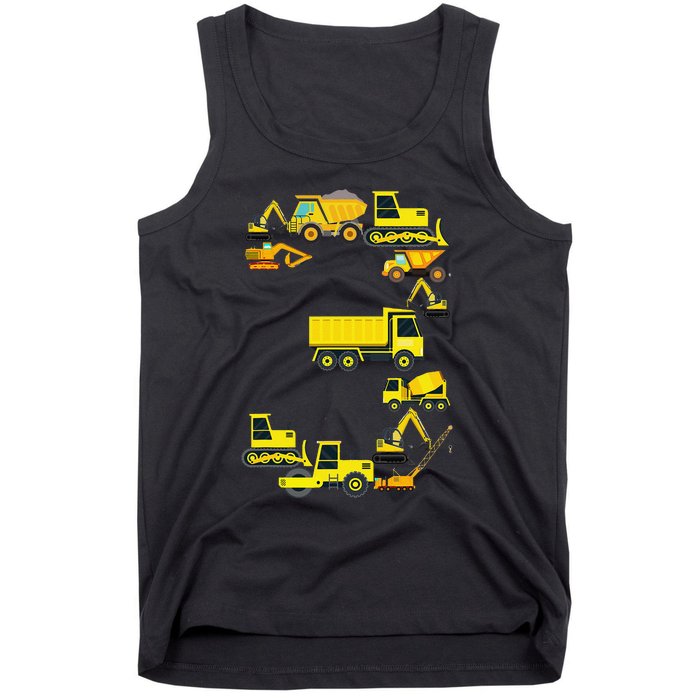 Construction Truck 3rd Birthday 3 Year Old Outfit Tank Top