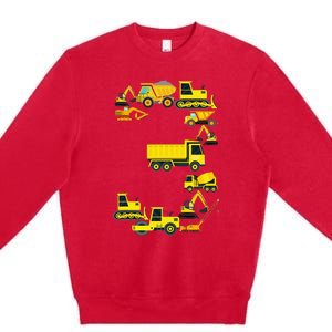 Construction Truck 3rd Birthday 3 Year Old Outfit Premium Crewneck Sweatshirt