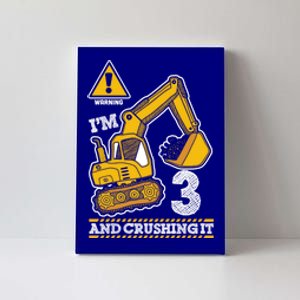 Construction Truck 3rd Birthday 3 Years Old Digger Builder Cute Gift Canvas