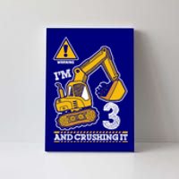 Construction Truck 3rd Birthday 3 Years Old Digger Builder Cute Gift Canvas