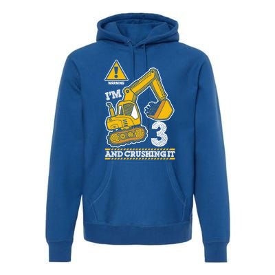 Construction Truck 3rd Birthday 3 Years Old Digger Builder Cute Gift Premium Hoodie