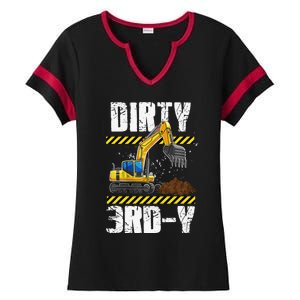 Construction Truck 3rd Birthday Excavator 3 Digger Ladies Halftime Notch Neck Tee