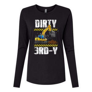 Construction Truck 3rd Birthday Excavator 3 Digger Womens Cotton Relaxed Long Sleeve T-Shirt